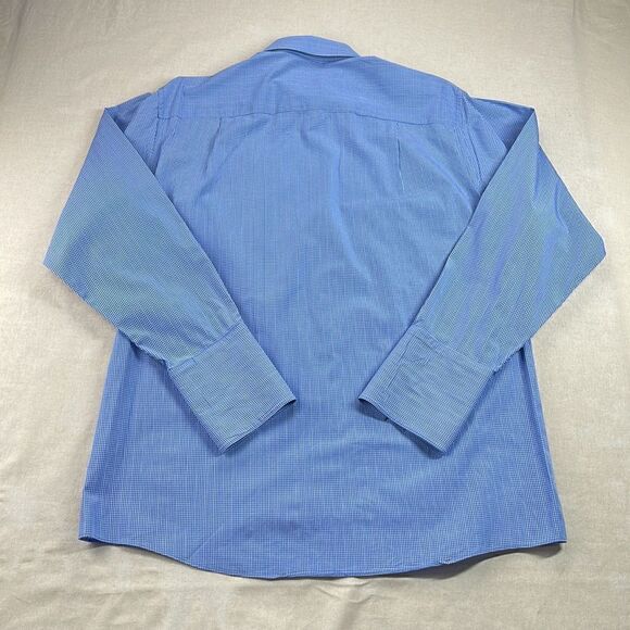Calvin Klein Dress Shirt Mens 16 32/33 Blue Gingham Spread Collar Button Down - Picture 3 of 8